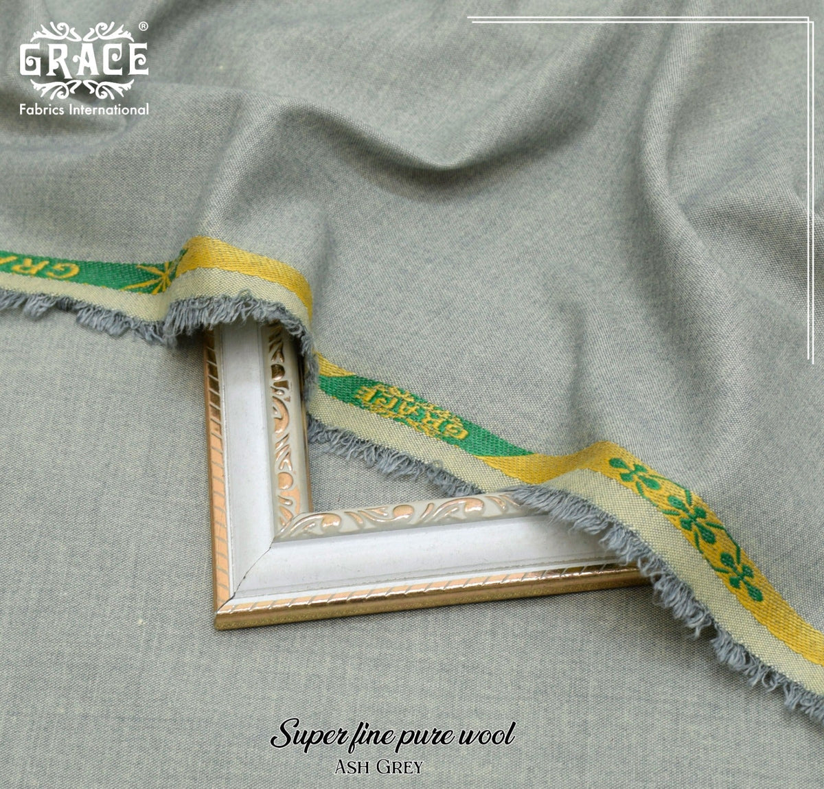 GRACE Super Fine Pure Wool – Ash Grey, men's unstitched winter fabric