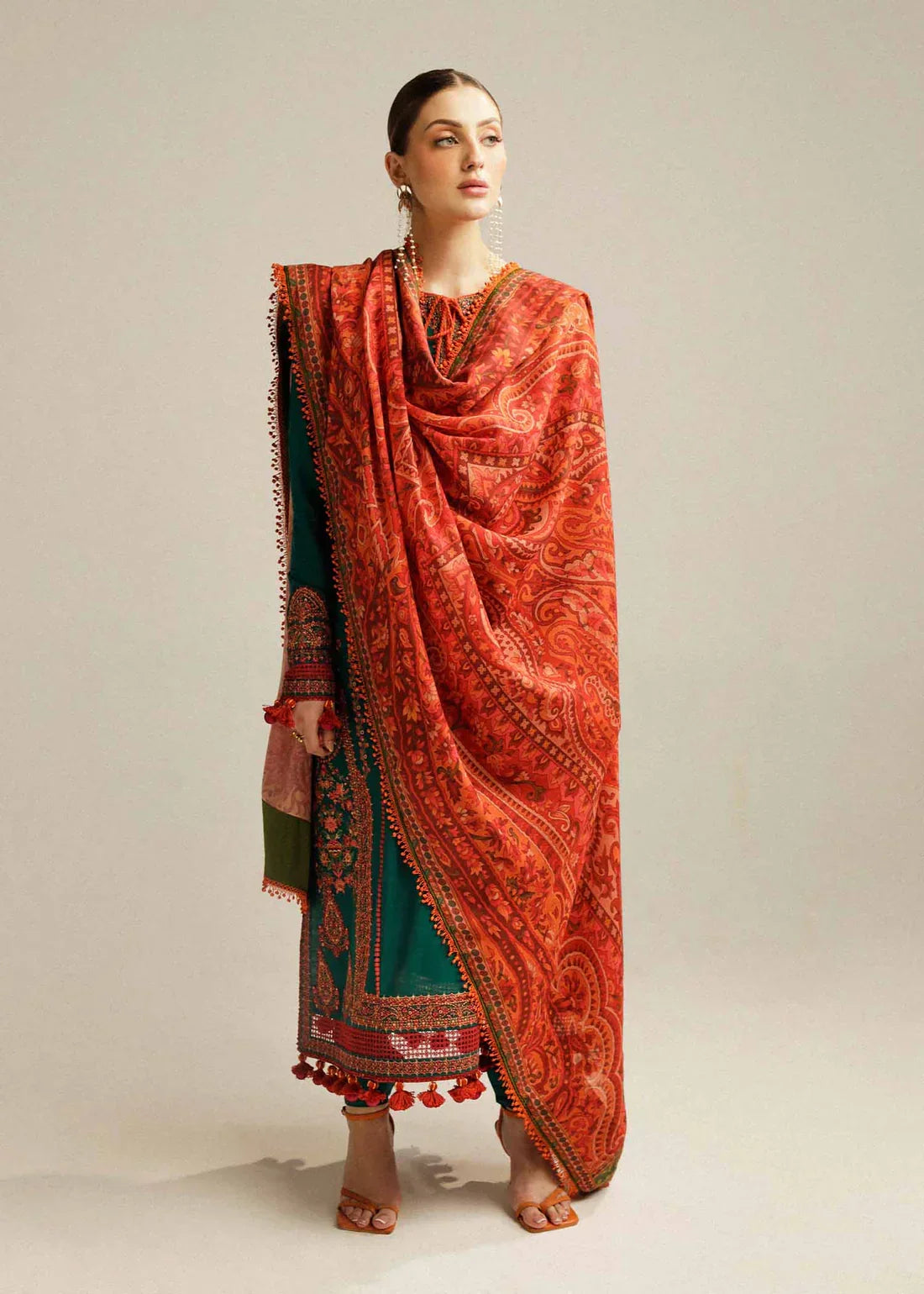 Hussain Rehar Unstitched Luxury Lawn Heavy Embroidered 3PC Suit – image 3