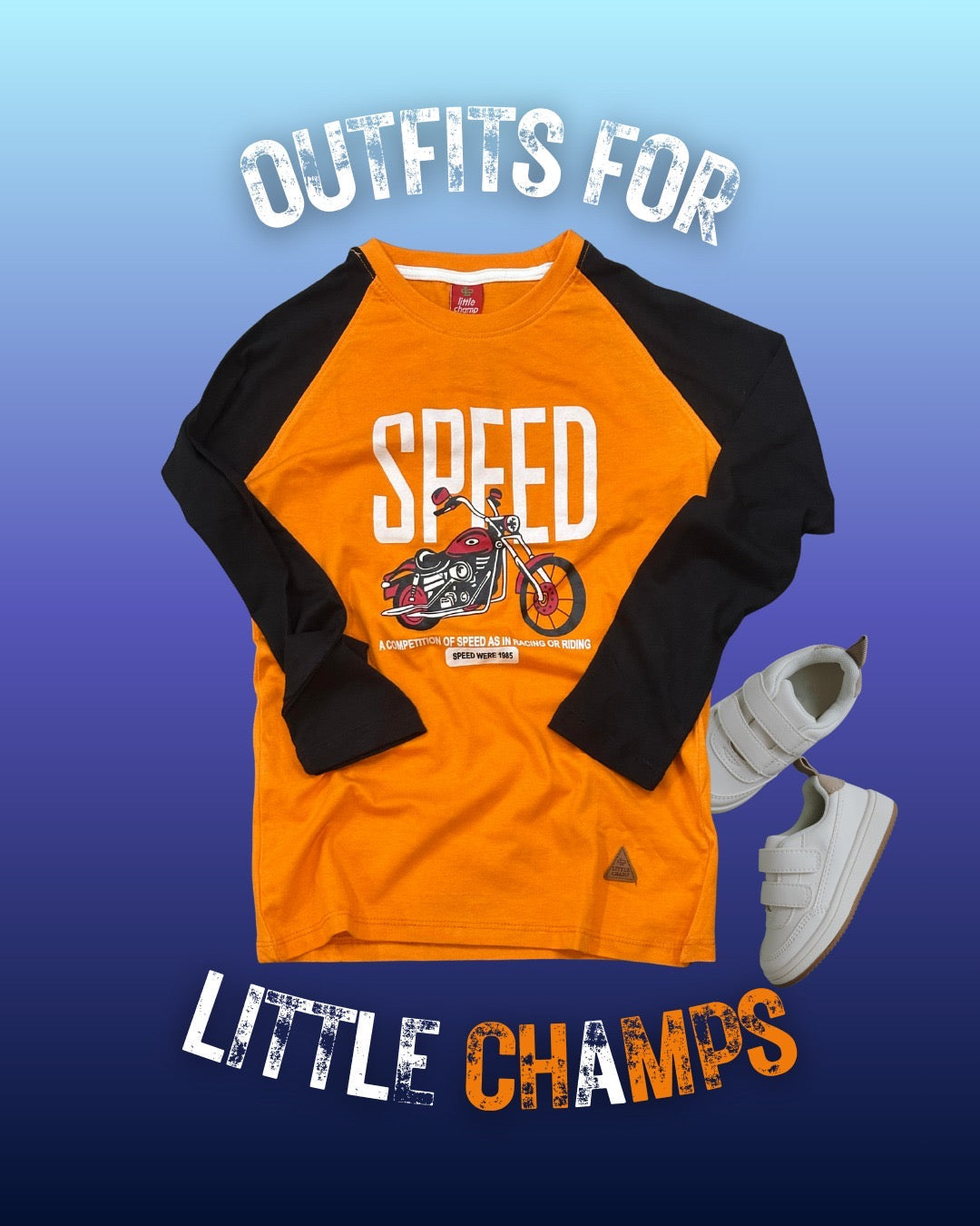 Kids Winter Long Sleeve Shirt – Orange & Black, Speed Print – image 2