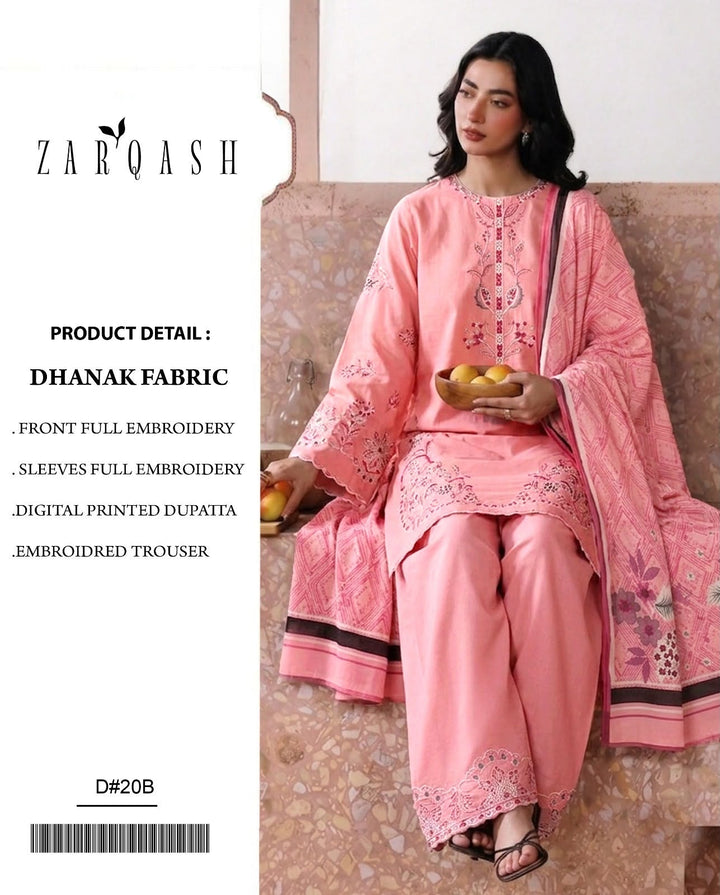 Dhanak 3PC – Heavy Embroidered Collection, women's unstitched embroidered dhanak 3 piece suit