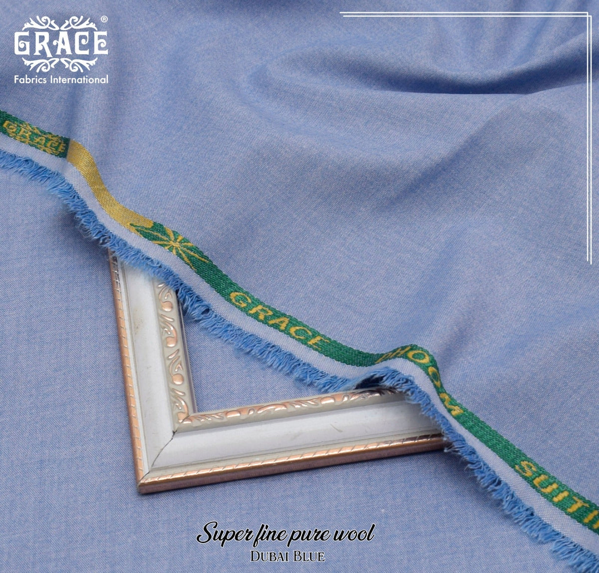 GRACE Super Fine Pure Wool – Dubai Blue, men's unstitched winter fabric