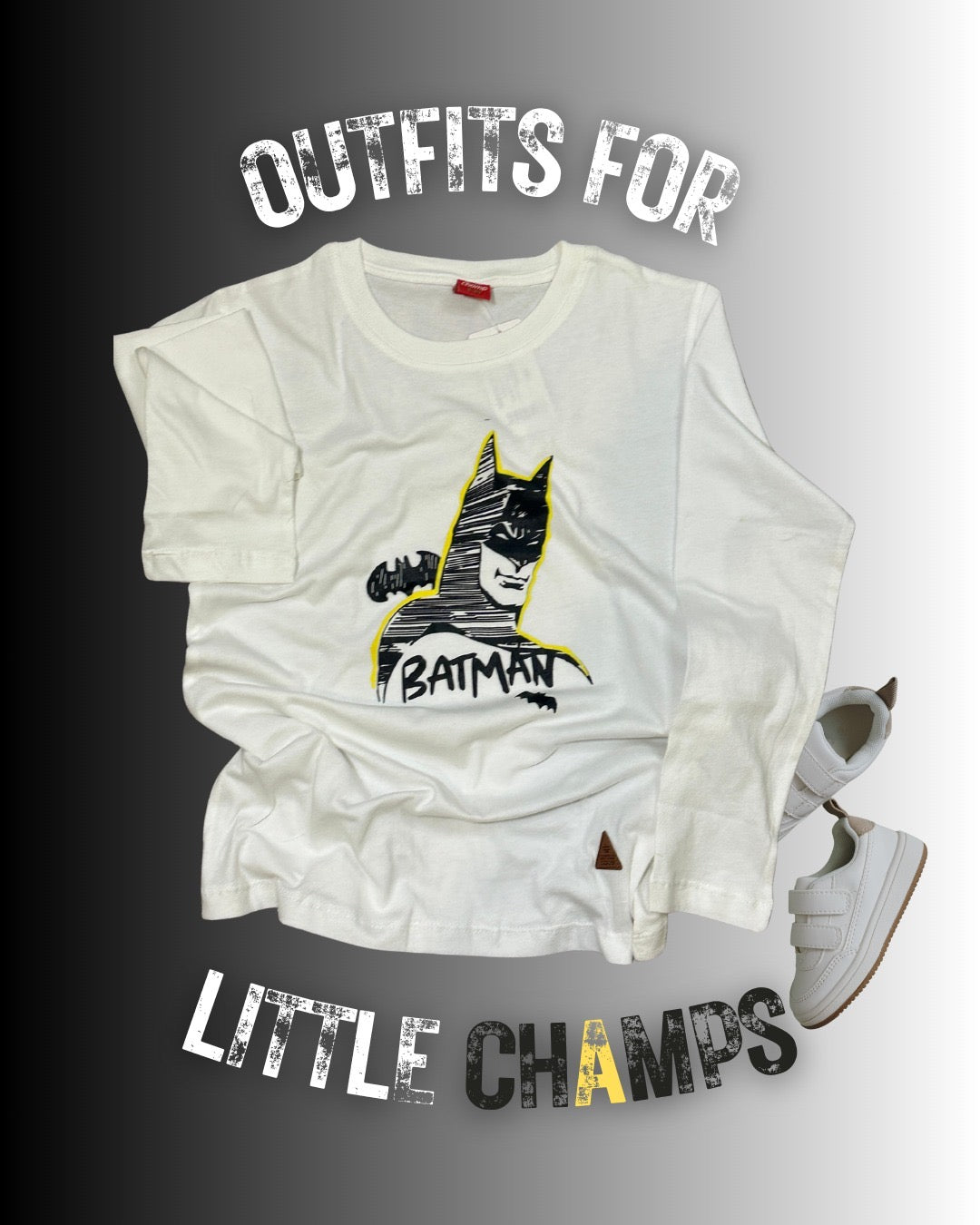 Kids Winter Long Sleeve Shirt – White, Hero Print – image 2