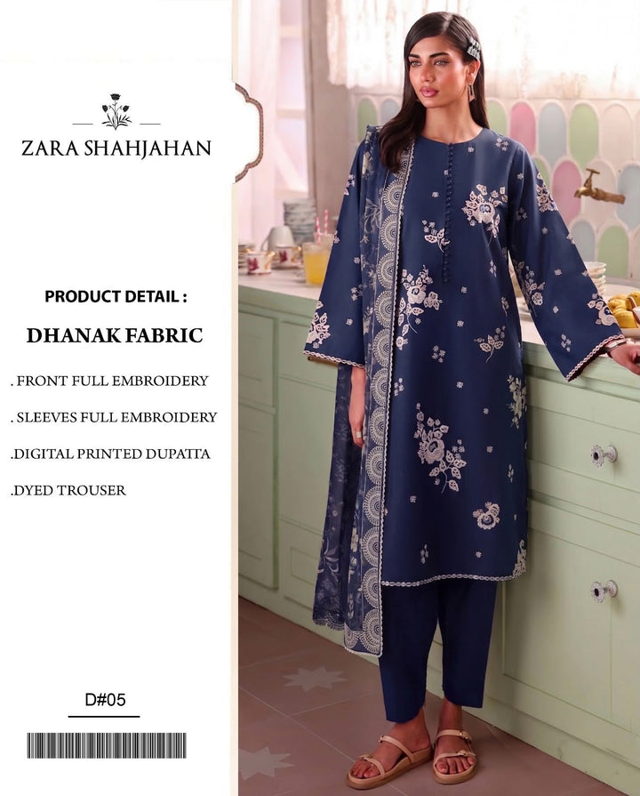 Dhanak 3PC – Heavy Embroidered Collection, women's unstitched embroidered dhanak 3 piece suit
