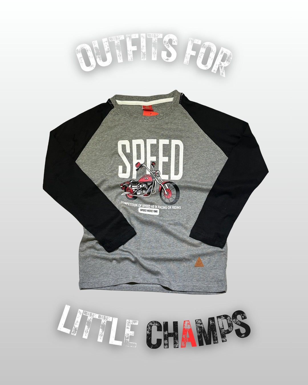 Kids Winter Long Sleeve Shirt – Grey & Black, Speed Print – image 2
