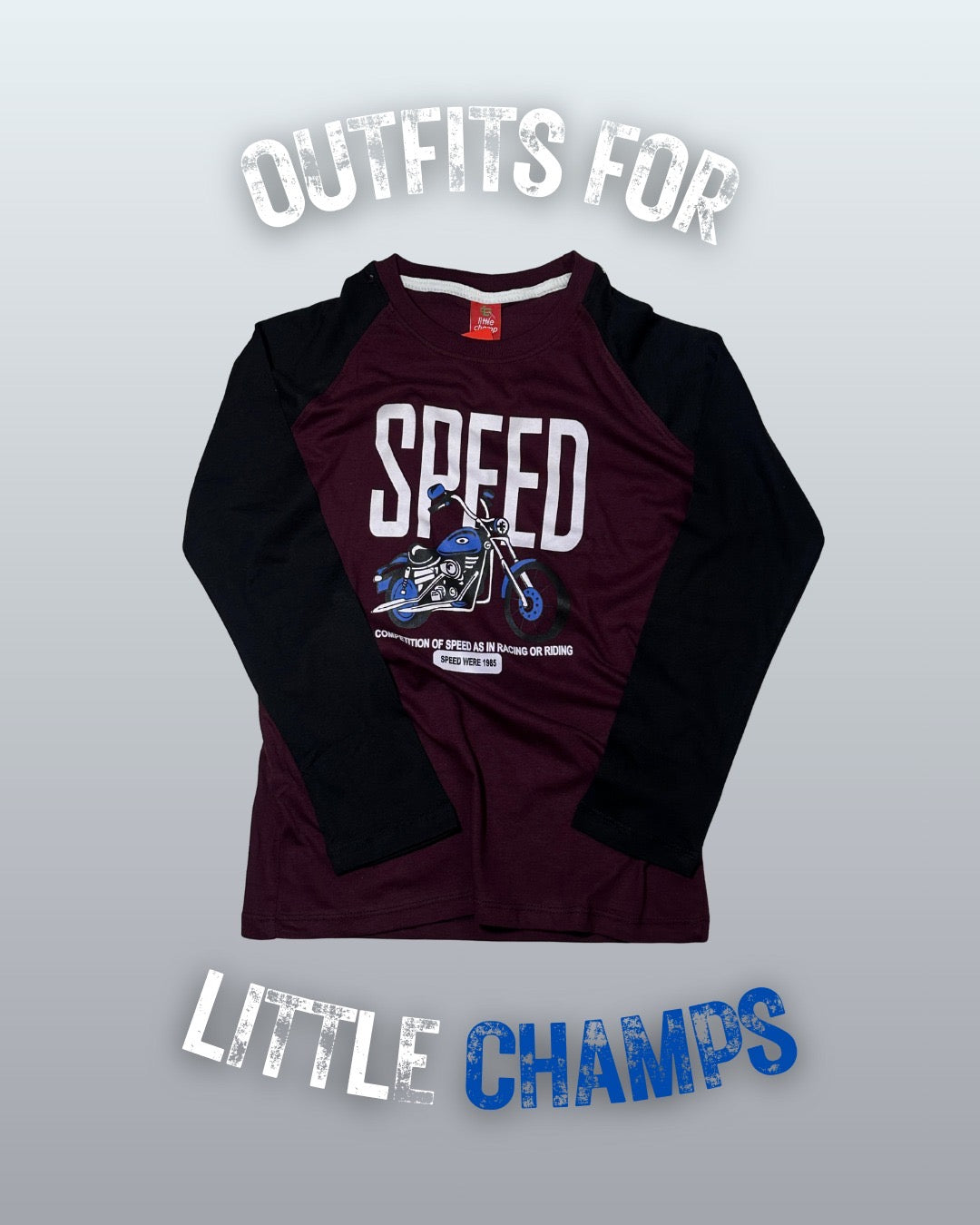 Kids Winter Long Sleeve Shirt – Maroon & Black, Speed Print – image 2