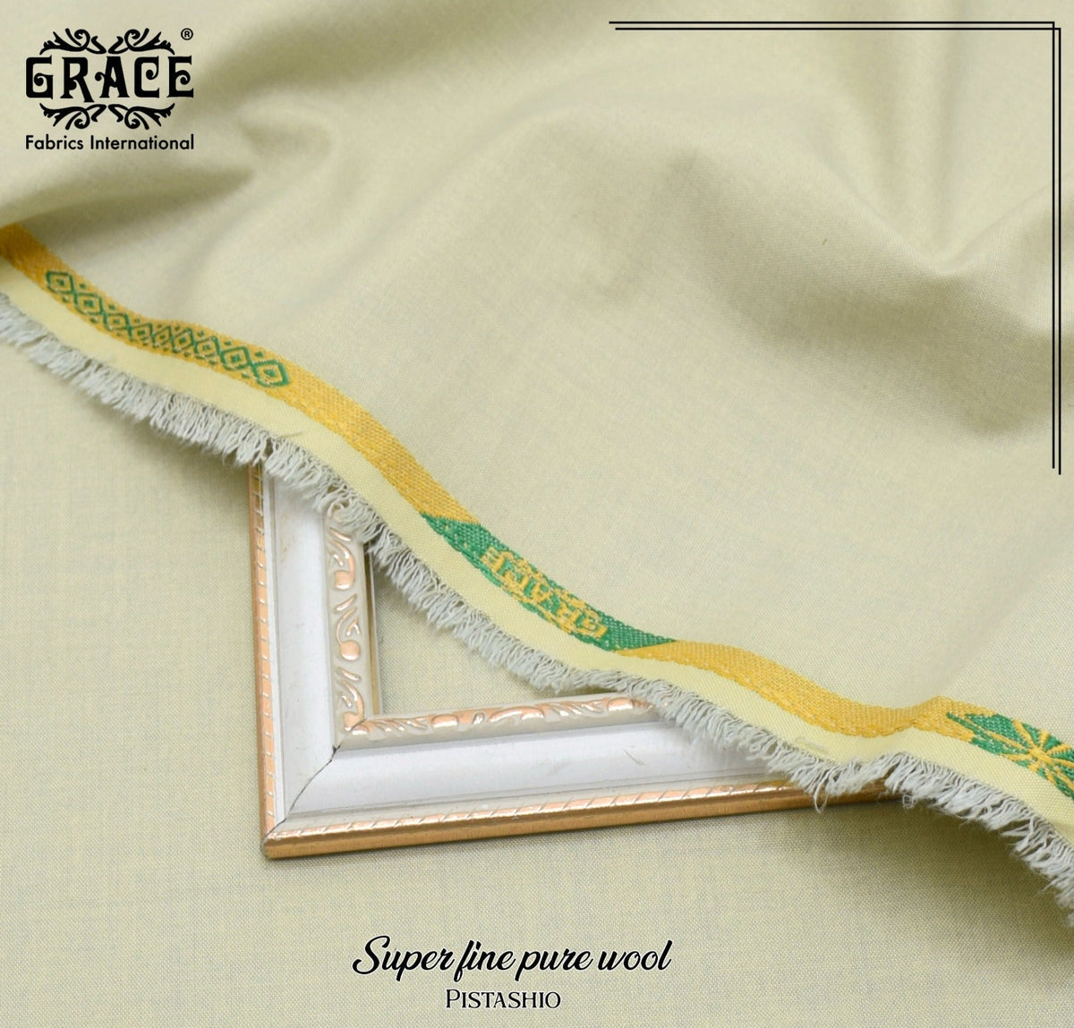 GRACE Super Fine Pure Wool – Pistachio, men's unstitched winter fabric