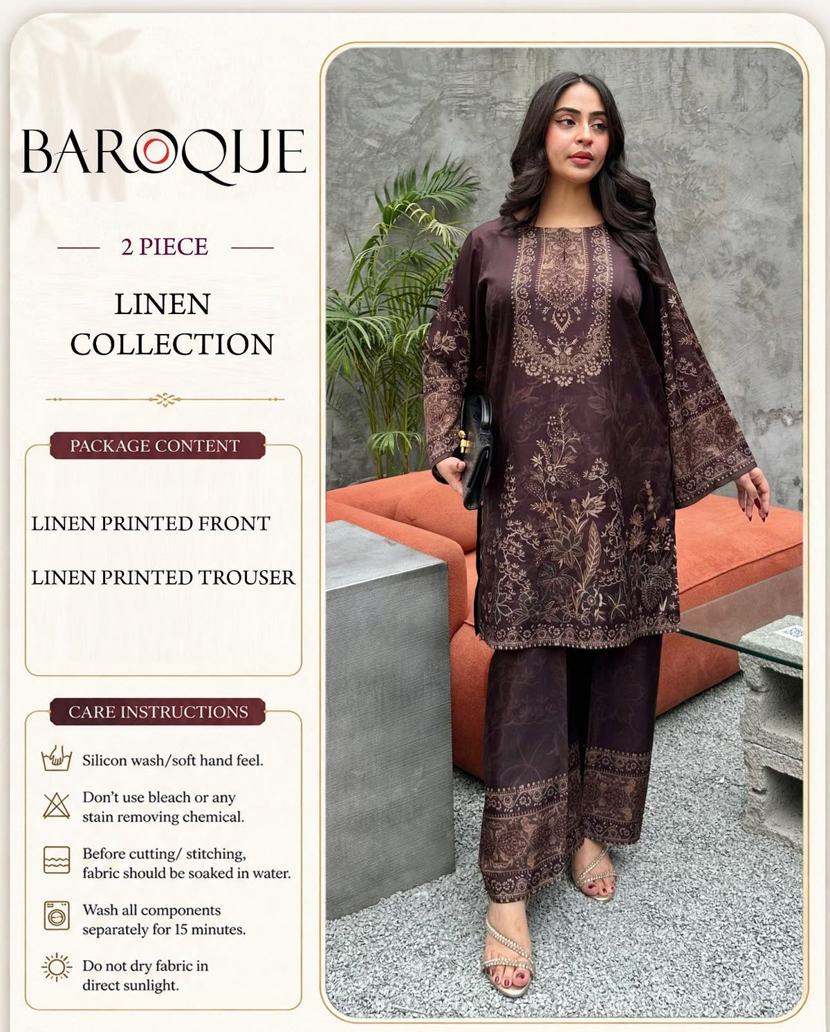 Baroque Digital Printed Linen Co-Ord Set (Shirt & Trouser) – BL12