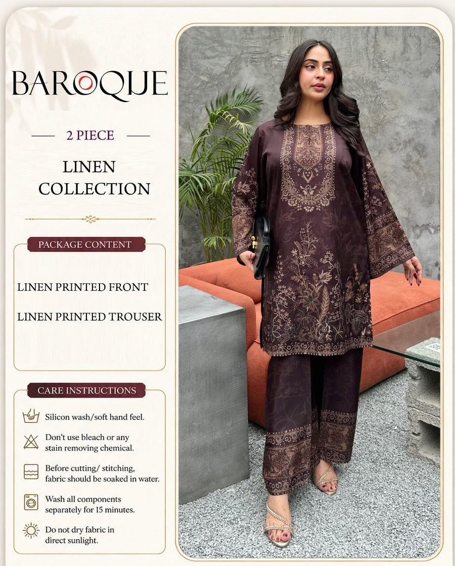 Baroque Digital Printed Linen Co-Ord Set (Shirt & Trouser) – BL12