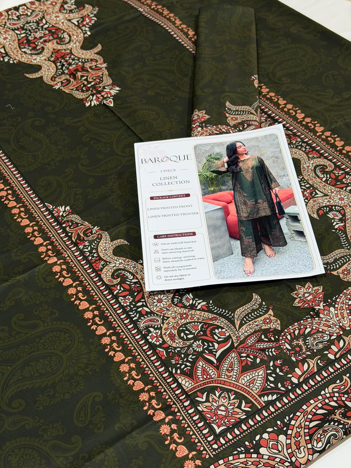 Baroque Digital Printed Linen Co-Ord Set (Shirt & Trouser) – BL13 – image 2
