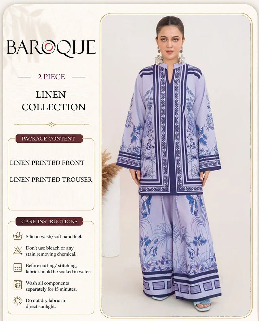 Baroque Digital Printed Linen Co-Ord Set (Shirt & Trouser) – BL15