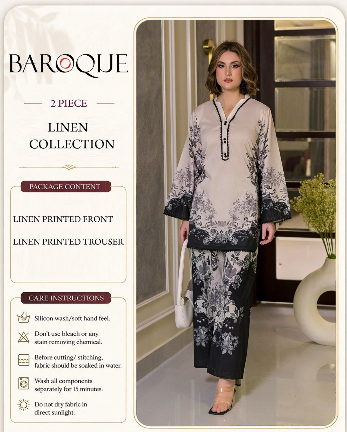 Baroque Digital Printed Linen Co-Ord Set (Shirt & Trouser) – BL1