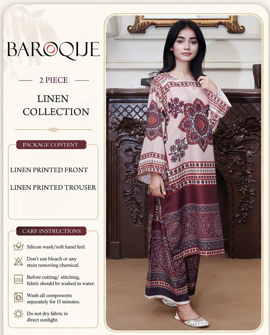 Baroque Digital Printed Linen Co-Ord Set (Shirt & Trouser) – BL3