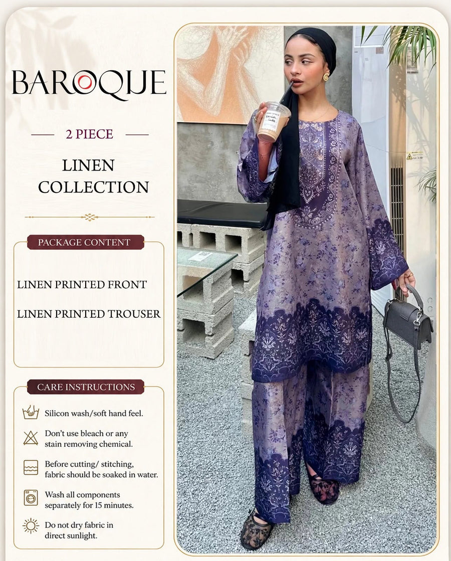 Baroque Digital Printed Linen Co-Ord Set (Shirt & Trouser) – BL4