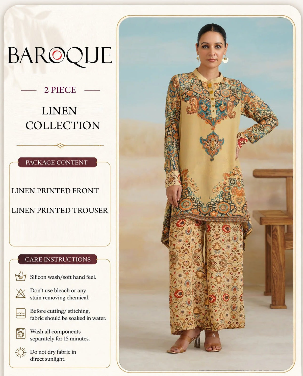 Baroque Digital Printed Linen Co-Ord Set (Shirt & Trouser) – BL8