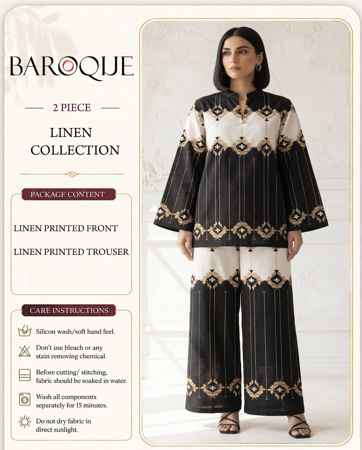 Baroque Digital Printed Linen Co-Ord Set (Shirt & Trouser) – BL9