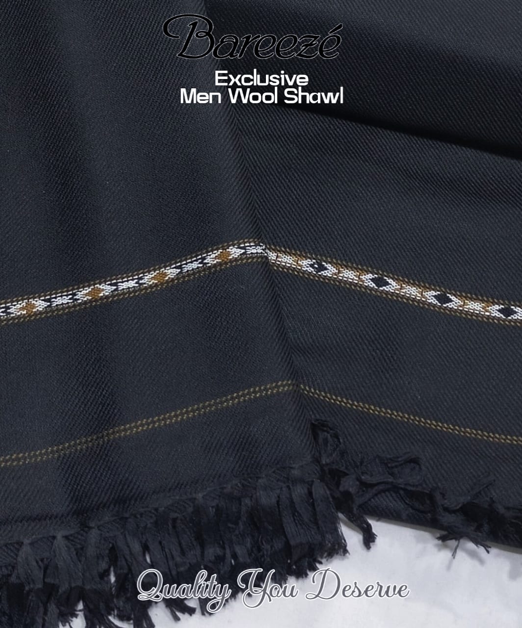 Bareeze Gents Wool Shawl – Black