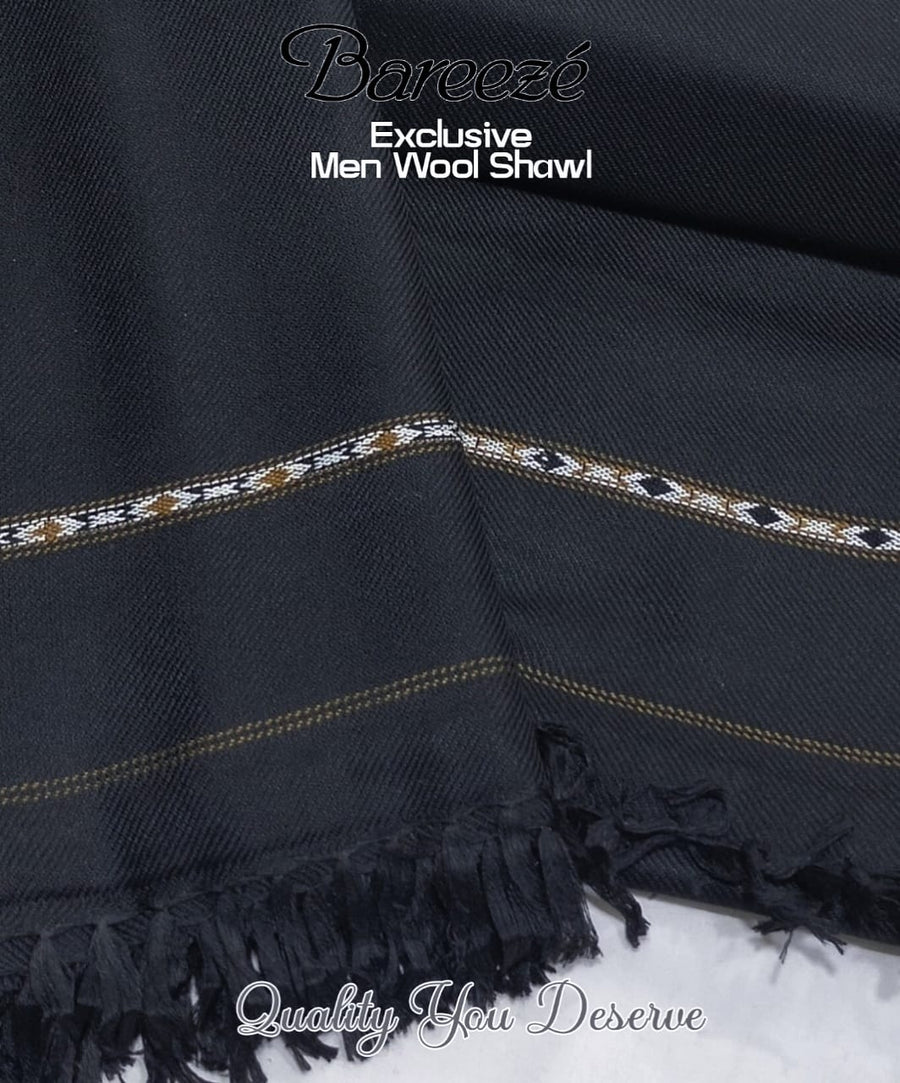 Bareeze Gents Wool Shawl – Black