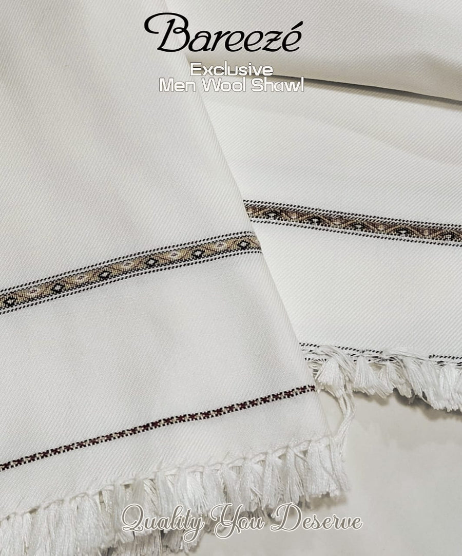 Bareeze Gents Wool Shawl – Off White