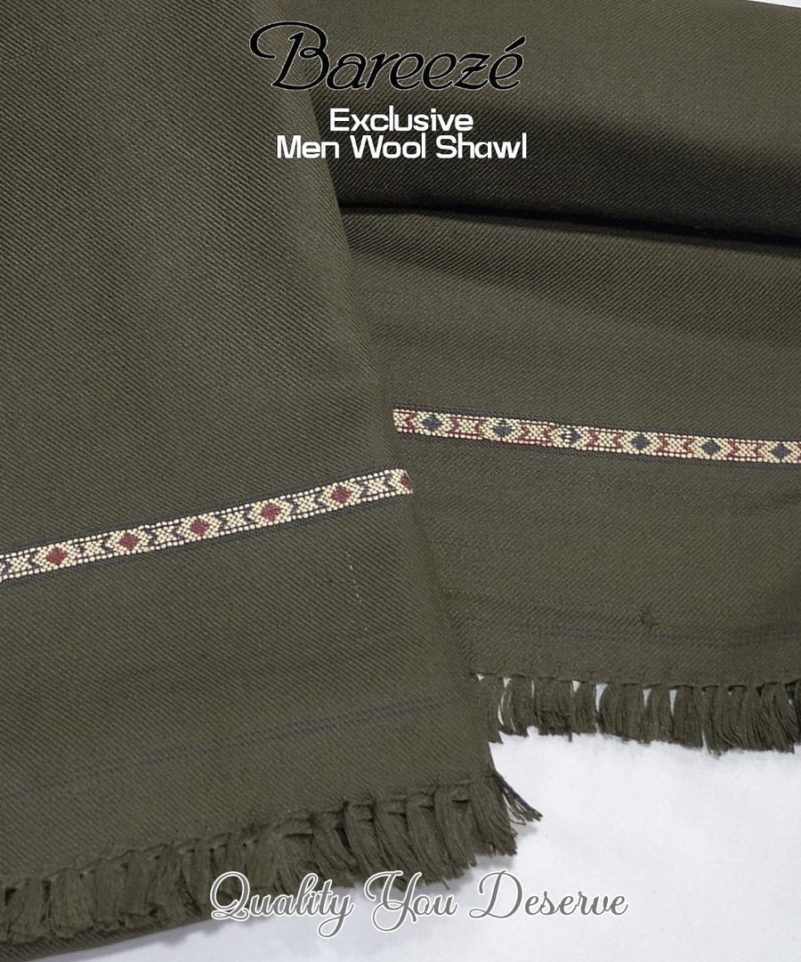 Bareeze Gents Wool Shawl – Olive