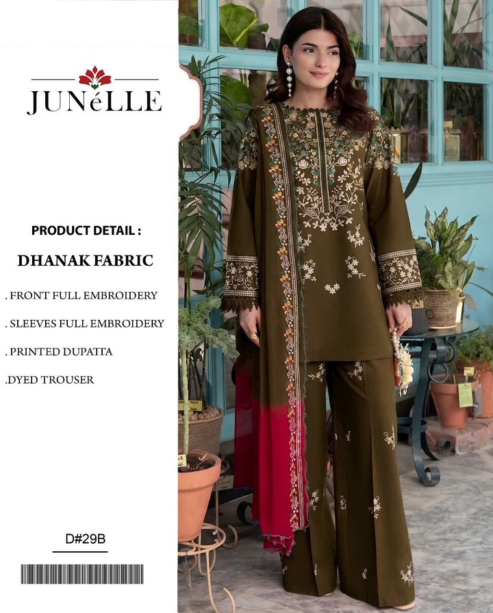 Dhanak 3PC – Heavy Embroidered Collection, women's unstitched embroidered dhanak 3 piece suit