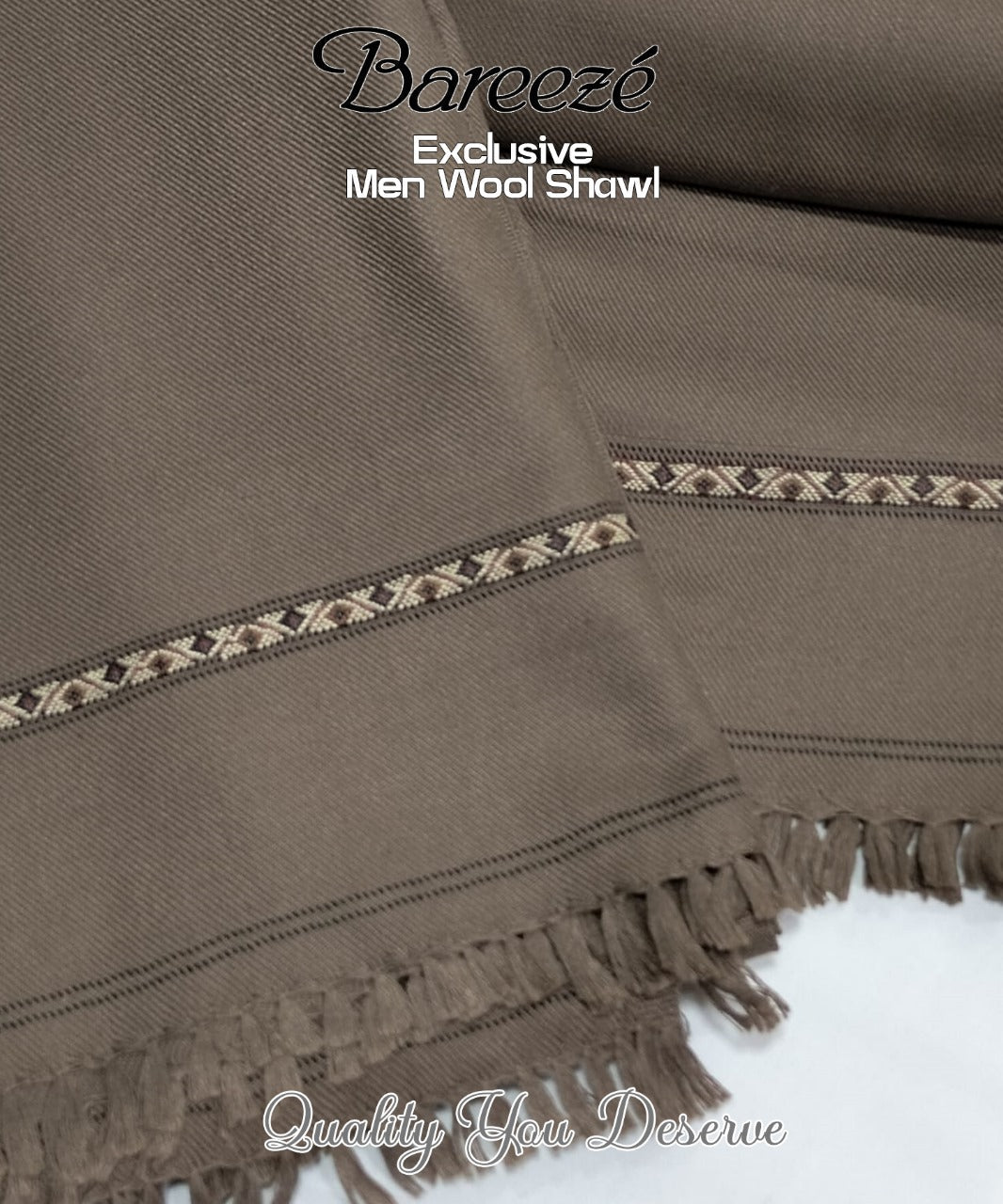 Bareeze Gents Wool Shawl – Brown