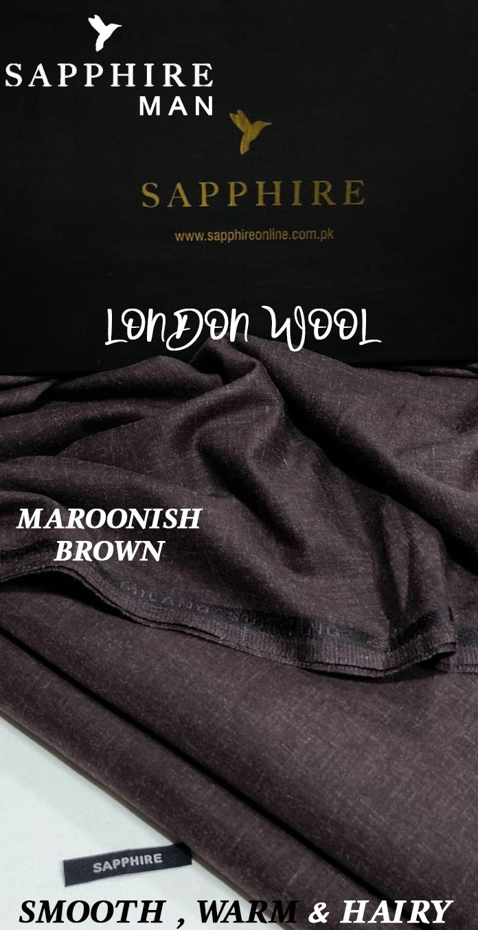 SAPPHIRE MAN London Wool (Winter) – Maroonish Brown, men's unstitched winter fabric