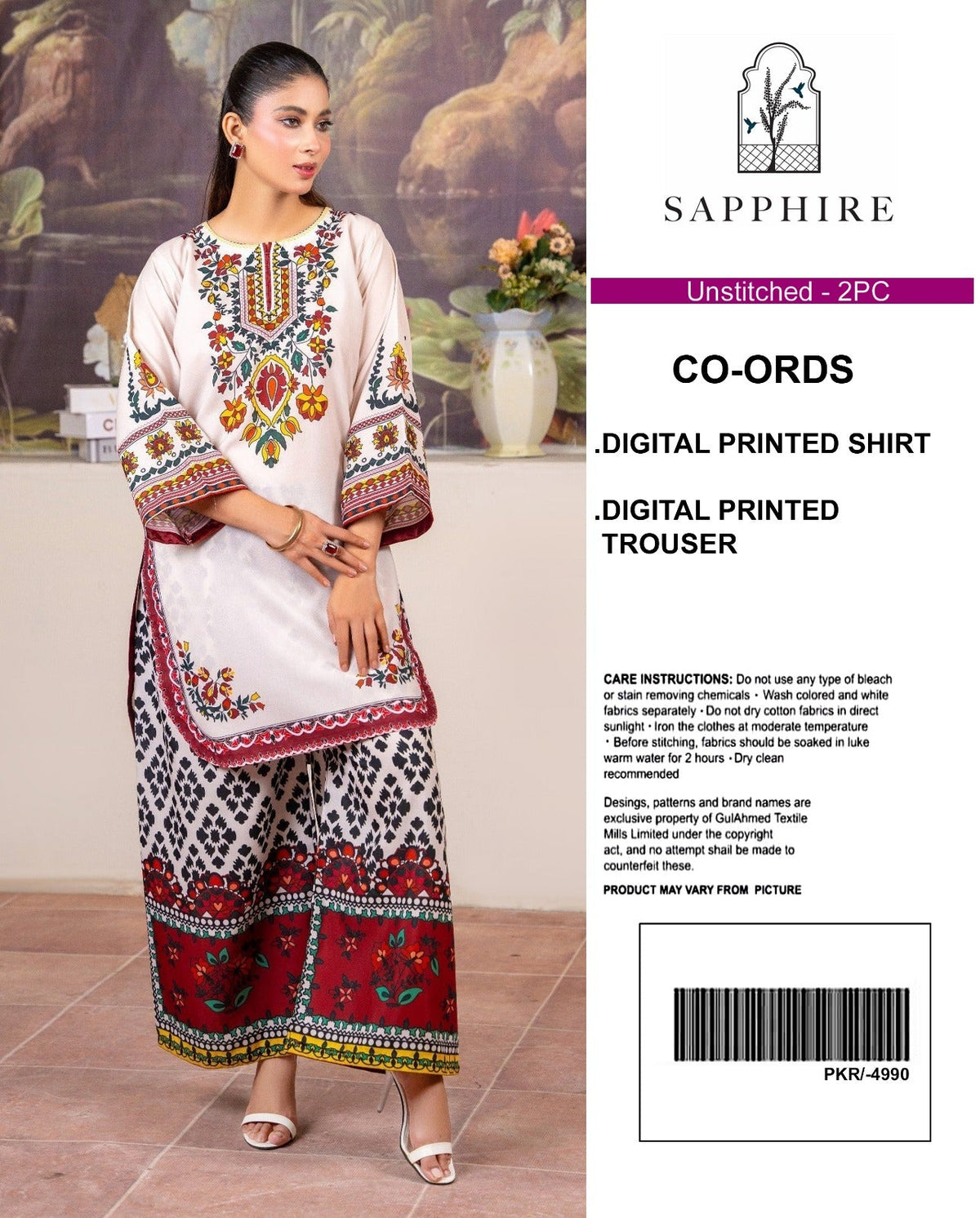 Sapphire Digital Printed Co-Ords Set (Shirt & Trouser)