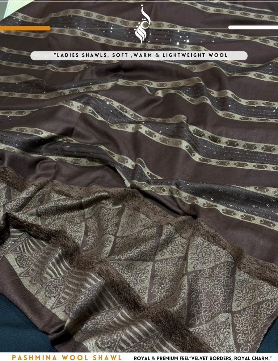 Premium Pashmina Wool Shawl – Brown (SH14)
