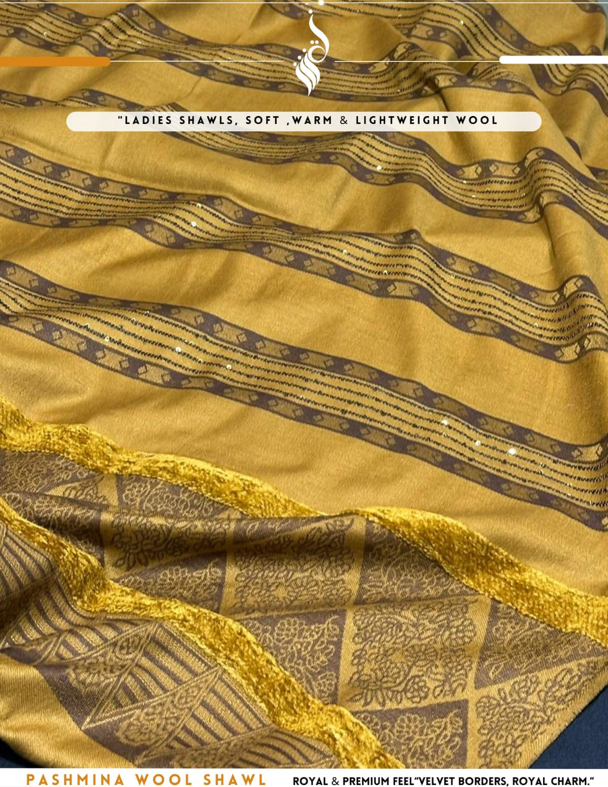 Premium Pashmina Wool Shawl – Mustard (SH5)