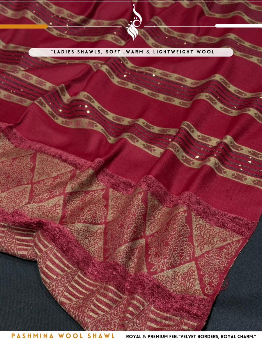Premium Pashmina Wool Shawl – Red (SH9)