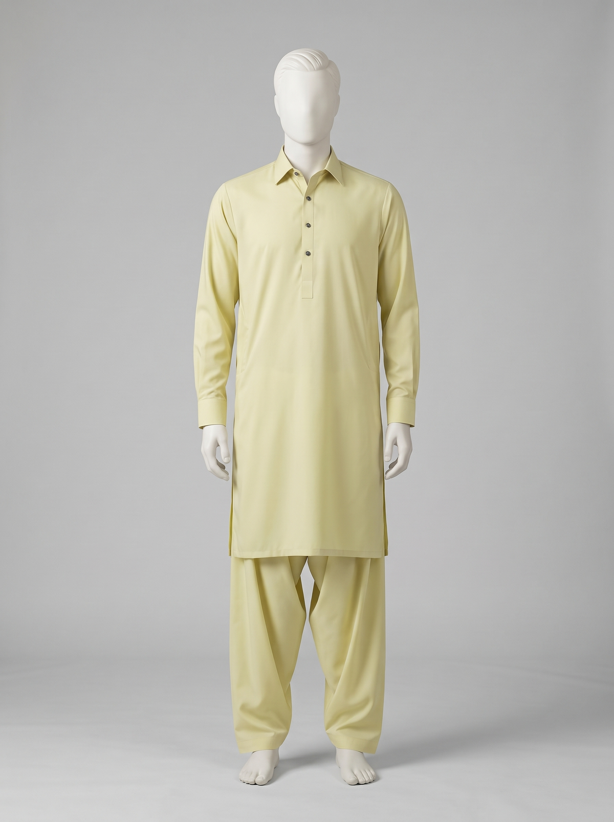 Bareeze Premium Toyobo Wash & Wear – Limca shalwar kameez on a mannequin (stitching idea, sold unstitched)