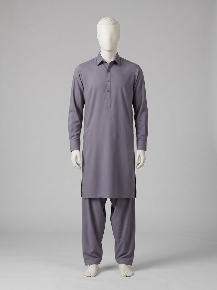 J. Gift Box Packing Winter (4 Season Wash & Wear) – Lavender shalwar kameez on a mannequin (stitching idea, sold unstitched)