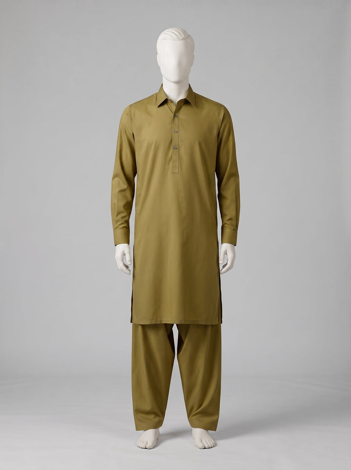 J. Gift Box Packing Winter (4 Season Wash & Wear) – Pistachio shalwar kameez on a mannequin (stitching idea, sold unstitched)
