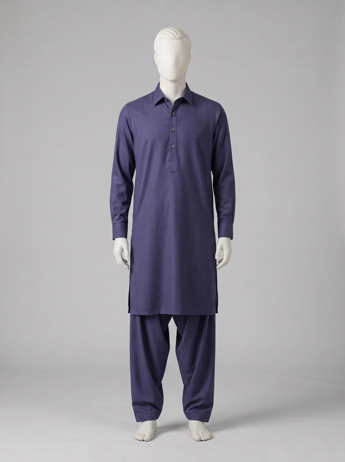 SAPPHIRE WASH N WEAR (4 SEASON) – Deep Purple shalwar kameez on a mannequin (stitching idea, sold unstitched)