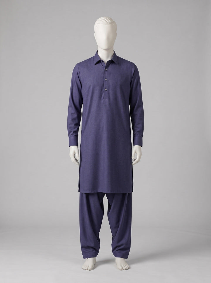 SAPPHIRE WASH N WEAR (4 SEASON) – Deep Purple shalwar kameez on a mannequin (stitching idea, sold unstitched)