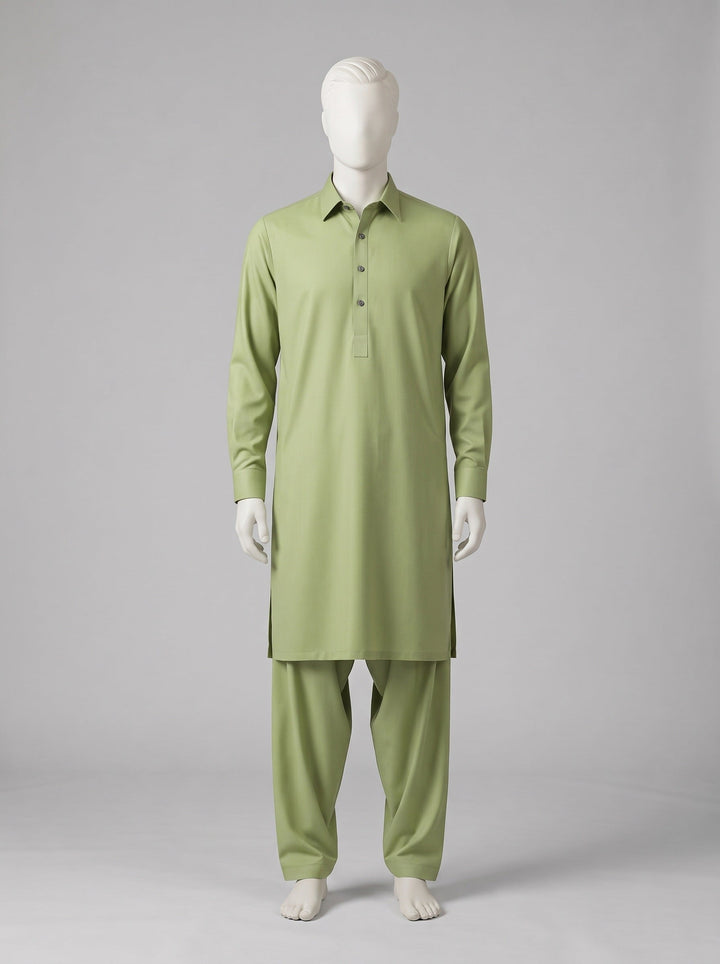 SAPPHIRE WASH N WEAR (4 SEASON) – Pistachio shalwar kameez on a mannequin (stitching idea, sold unstitched)