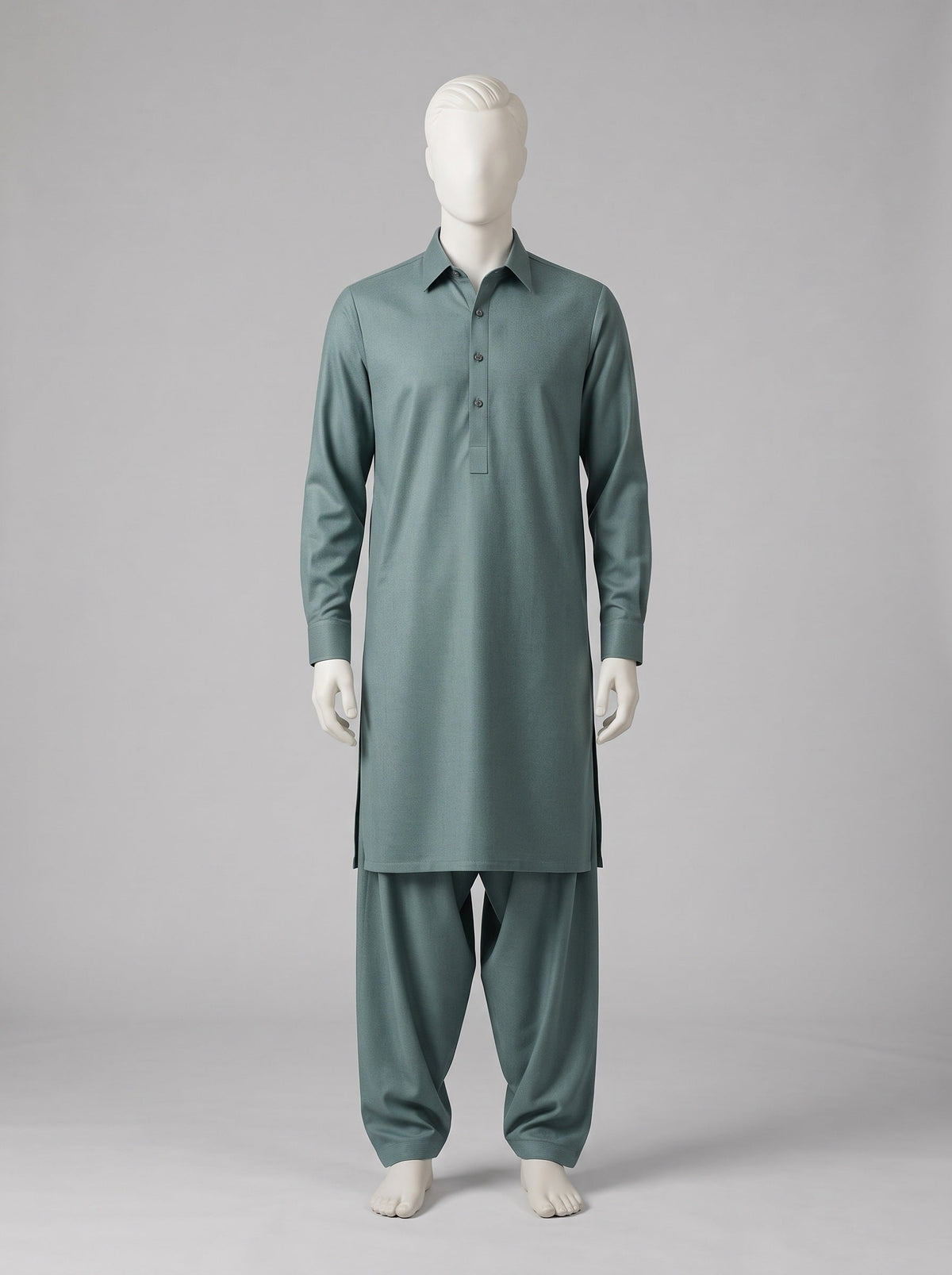SAPPHIRE WASH N WEAR (4 SEASON) – Sea Green shalwar kameez on a mannequin (stitching idea, sold unstitched)