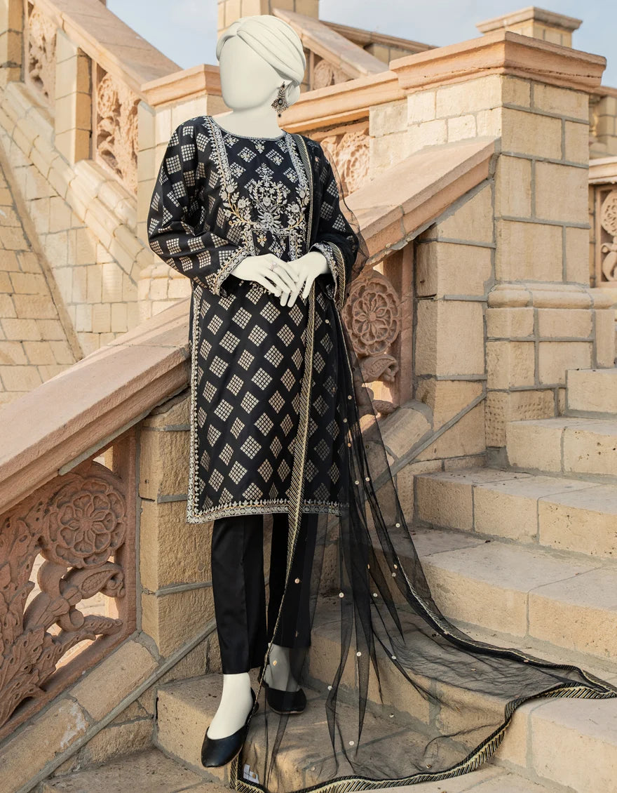 Women's embroidered black suit